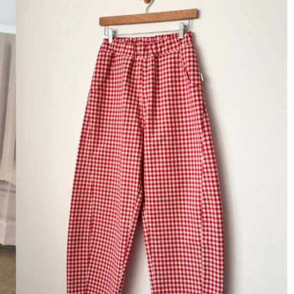 Red Gingham Wide-Leg Pants - Women - Picture 2 of 2